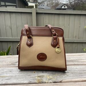 Dooney & Bourke Tan and Brown Leather Satchel